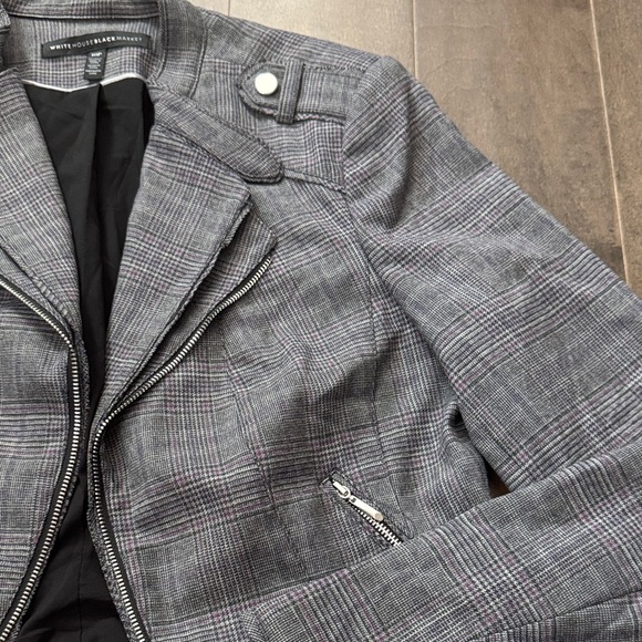 White House Black Market Charcoal Checkered Blazer - Picture 4 of 6